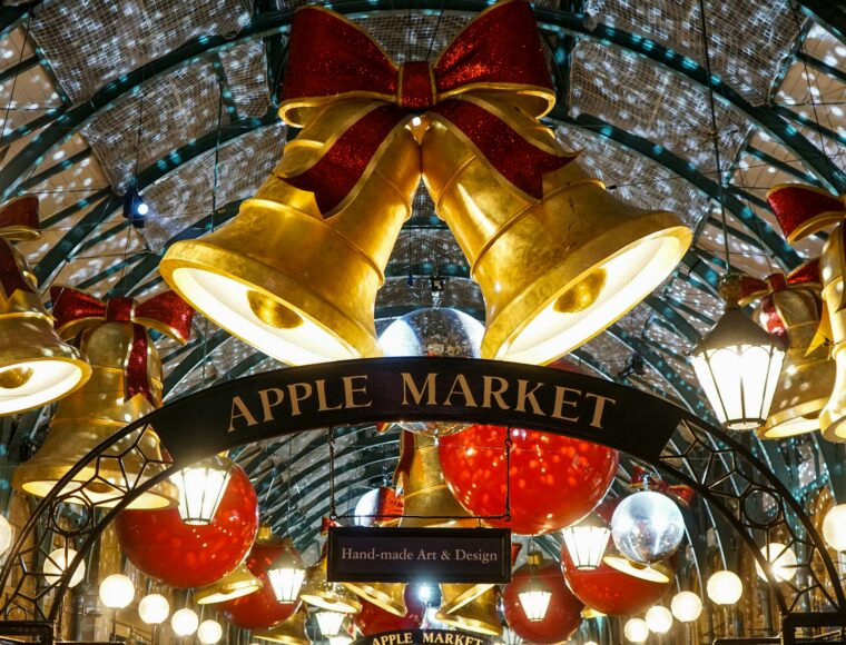 Covent Garden at Christmas. The market decorations